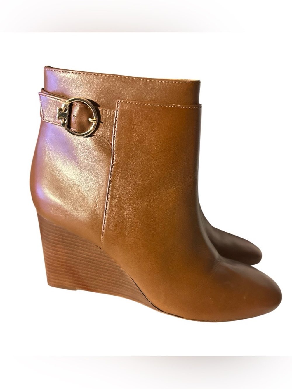 Tory Burch Sophia Wedge Heel ~ Size 9M ~ Brown Bootie Ankle Boots